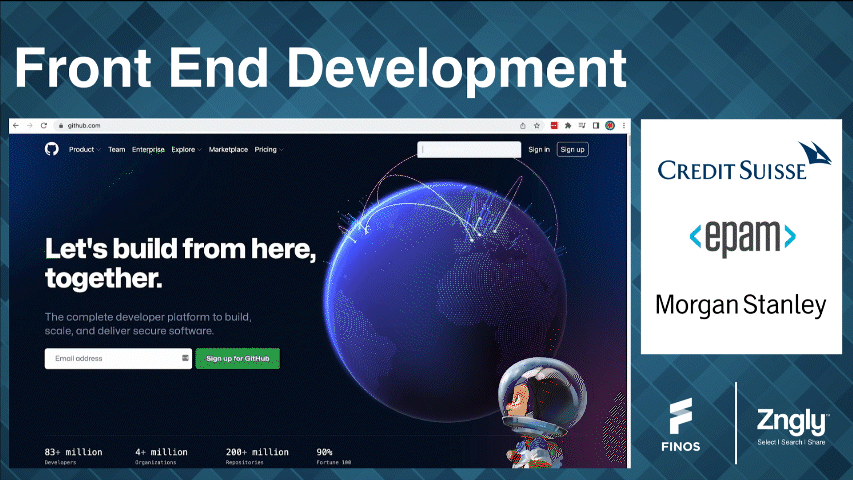 Front End Development and Visualisation – Introduction and Scene Set